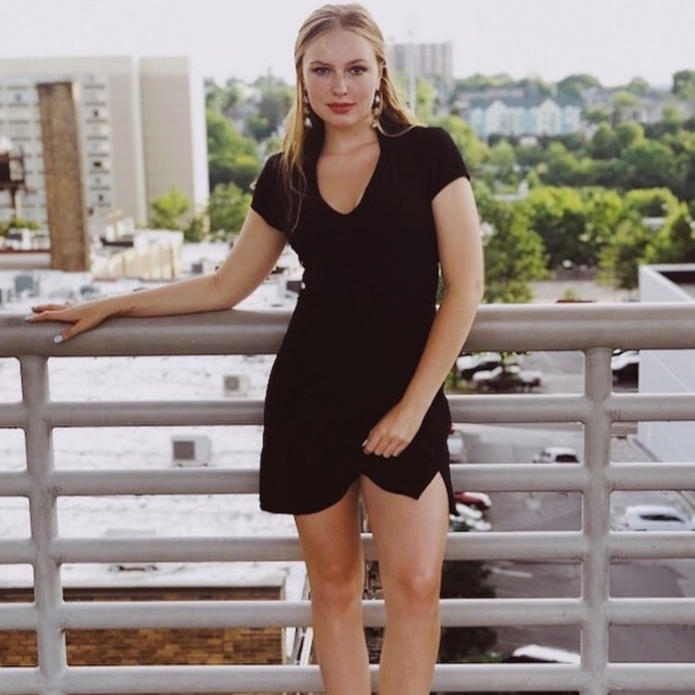Theory black collared dress